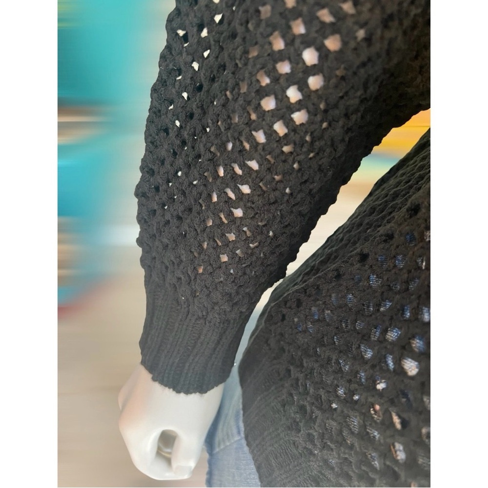 FLYING TOMATO boho inspired black sweater top S M L - Picture 5 of 8